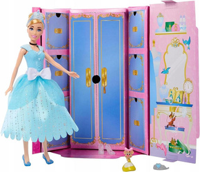 DISNEY PRINCESS LALKA KSIĘŻNICZKA KOPCIUSZEK zestaw z szafą i ubrankami JCR96