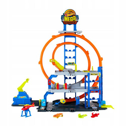 HOT WHEELS CITY ZESTAW MEGA GARAŻ PARKING Gigapętla + autko, helikopter JBM74