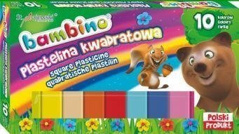 Plastelina 10 kolorów kwadratowa Bambino