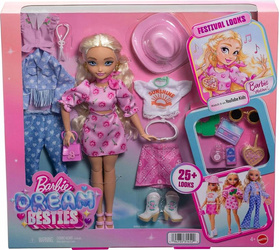 LALKA BARBIE DREAM BESTIES MALIBU Festiwalowe stylizacje zestaw z ubrankami JGH87