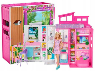 LALKA BARBIE PRZYTULNY DOMEK dla lalek + LALKA BARBIE zestaw do zabawy HRJ77