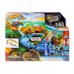 HOT WHEELS RACER VERSE JURASSIC WORLD Morski dinopościg, Tor wyścigowy JFP32